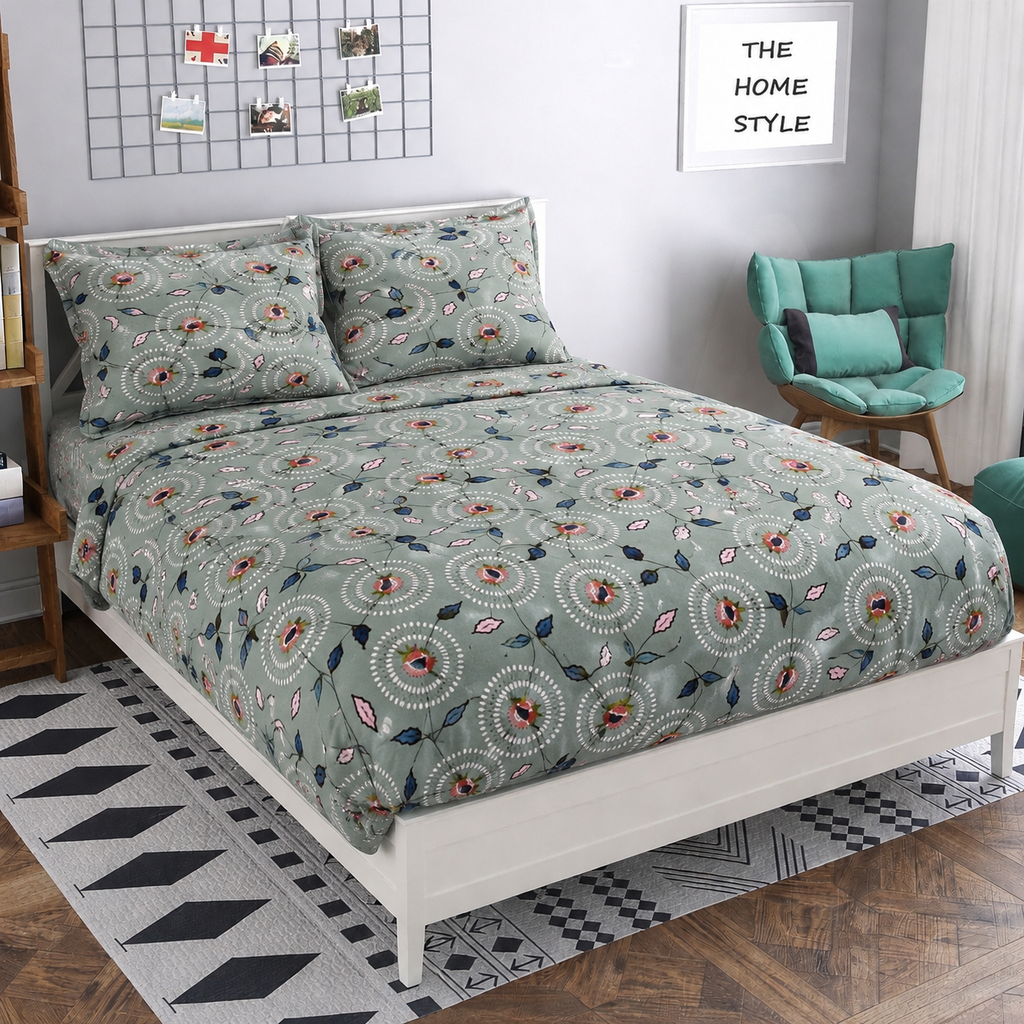 Soft Cotton Fitted Bedsheet Set with Pillow Covers – Deep Pocket Bed Sheet