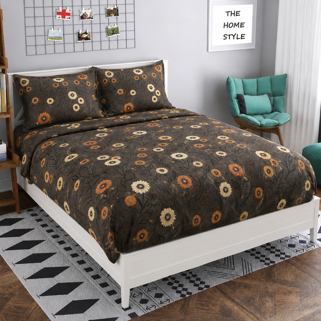 Soft Cotton Fitted Bedsheet Set with Pillow Covers – Deep Pocket Bed Sheet