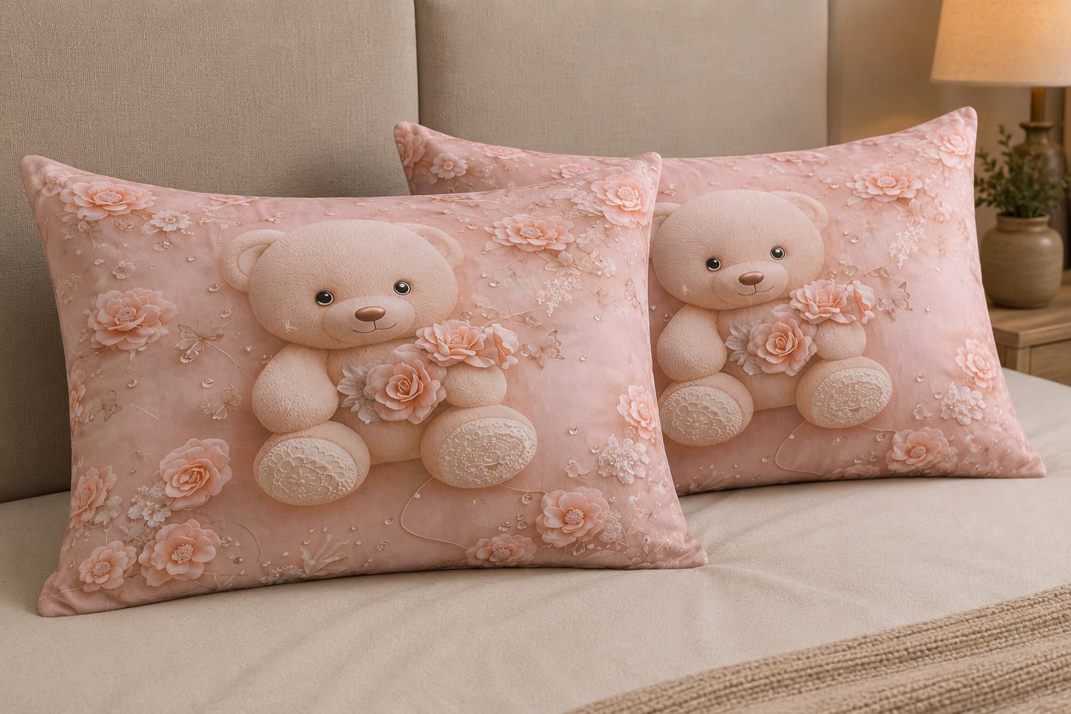 7D Teddy Bear king Size flat Bedsheet  with premium quality material
