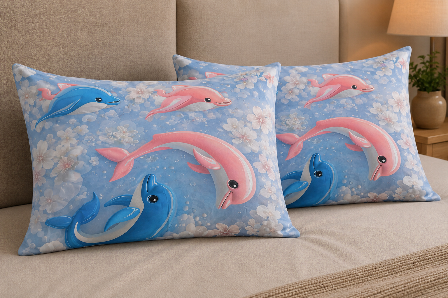 7D Dolphin king Size Flat Bedsheet with premium quality material