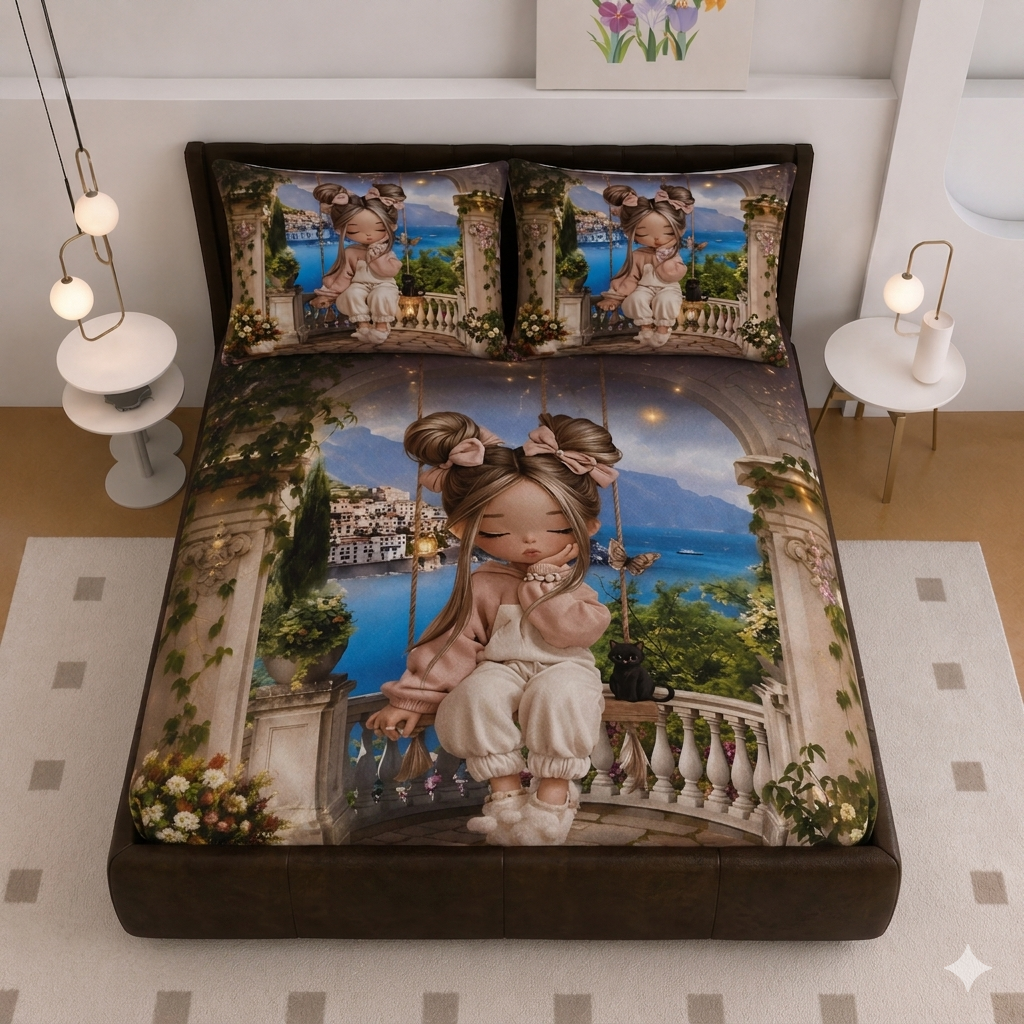 7D Girl king Size Flat Bedsheet with premium quality material